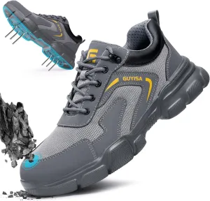 Steel Toe Shoes for Men Women Lightweight Work Shoes Mens Indestructible Safety Sneakers Puncture Proof Construction Shoe Composite Toe Sneakers