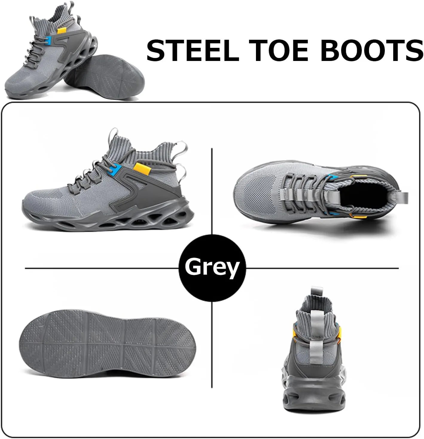 Steel Toe Shoes for Men Work Boots Safety Sneakers Lightweight Non Slip Breathable Industrial Construction Shoes