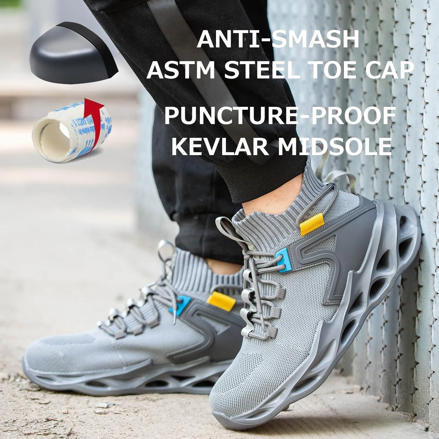 Steel Toe Shoes for Men Work Boots Safety Sneakers Lightweight Non Slip Breathable Industrial Construction Shoes