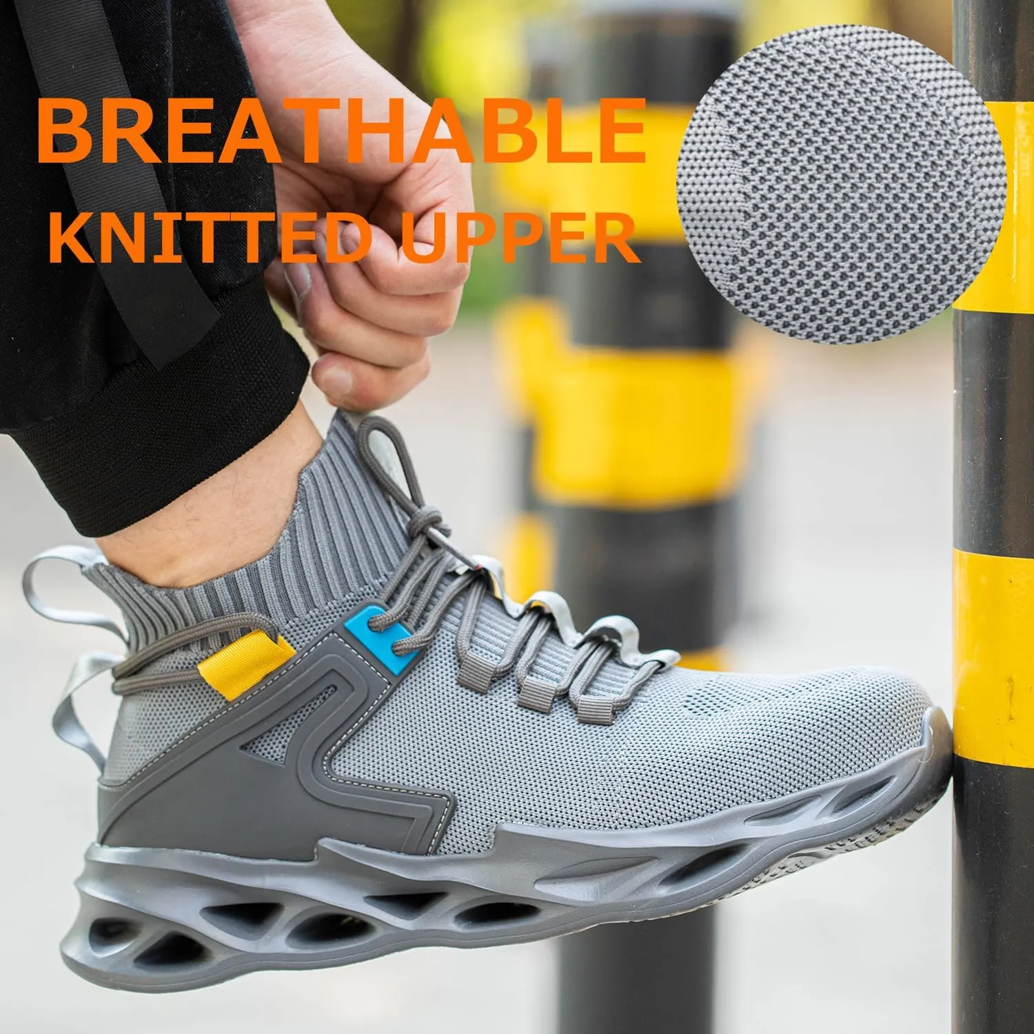 Steel Toe Shoes for Men Work Boots Safety Sneakers Lightweight Non Slip Breathable Industrial Construction Shoes