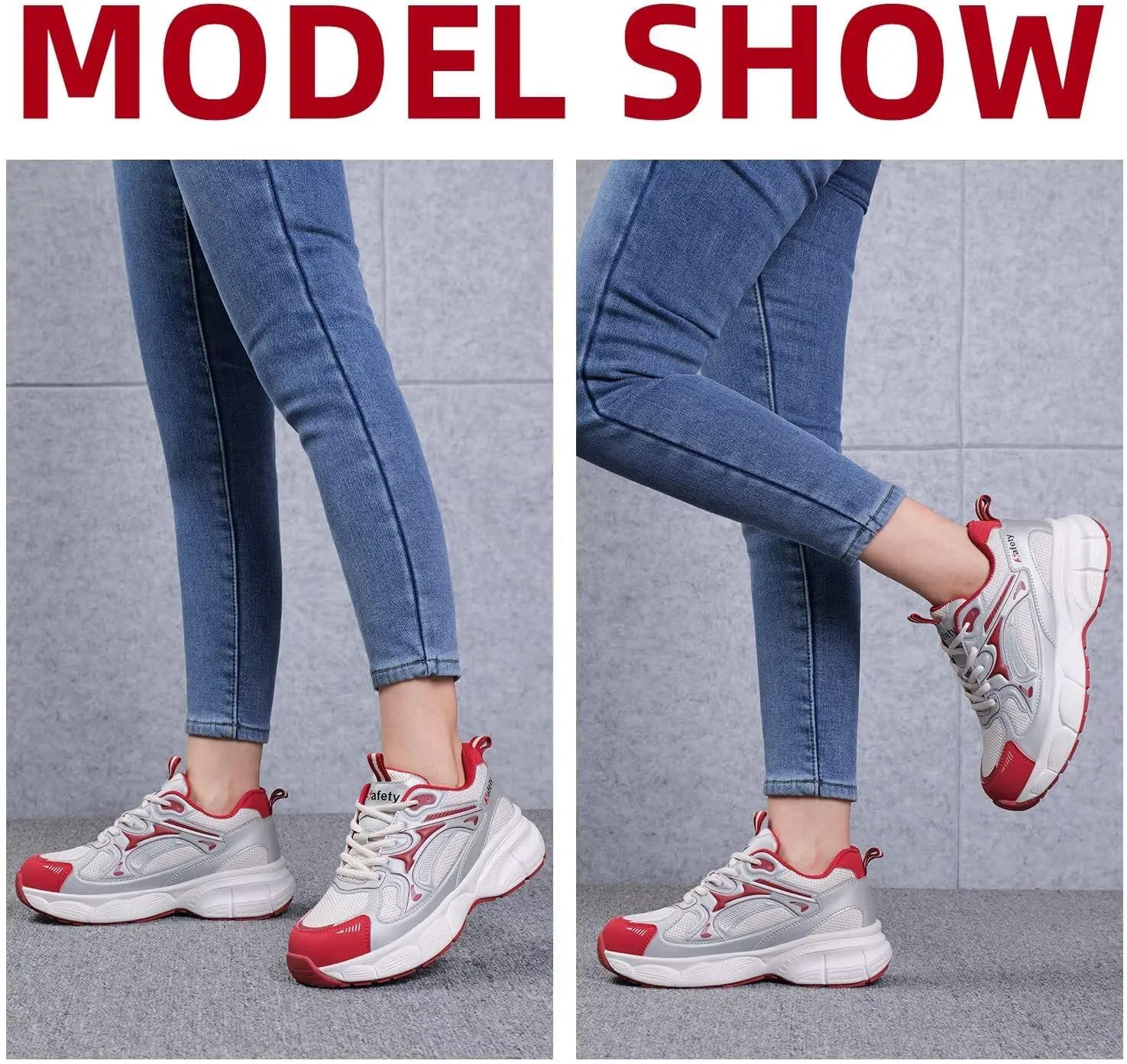 Steel Toe Shoes for Women Safety Shoes Wide fit Indestructible Work Sneakers Men Lightweight Slip on Resistant Breathable Puncture Proof Composite Toe Shoe Black White