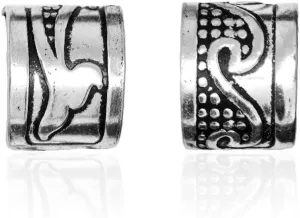 Sterling Silver Oxidized Wave Whale Tail Non-Piercing Helix Cartilage Two Earring Cuffs Set