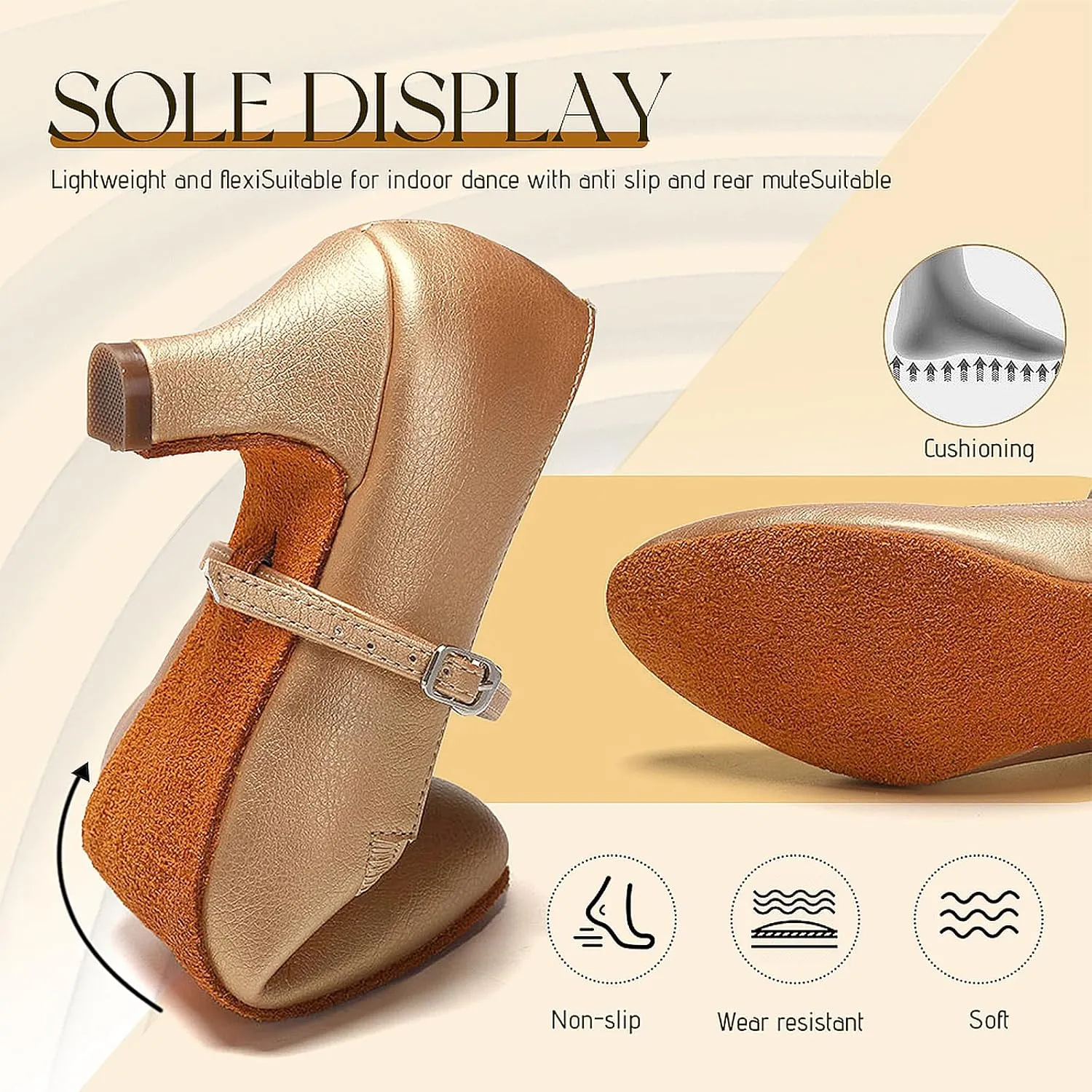SWDZM Latin Ballroom Dance Shoes Women Closed Toe Character Tango Practice Dancing Shoes