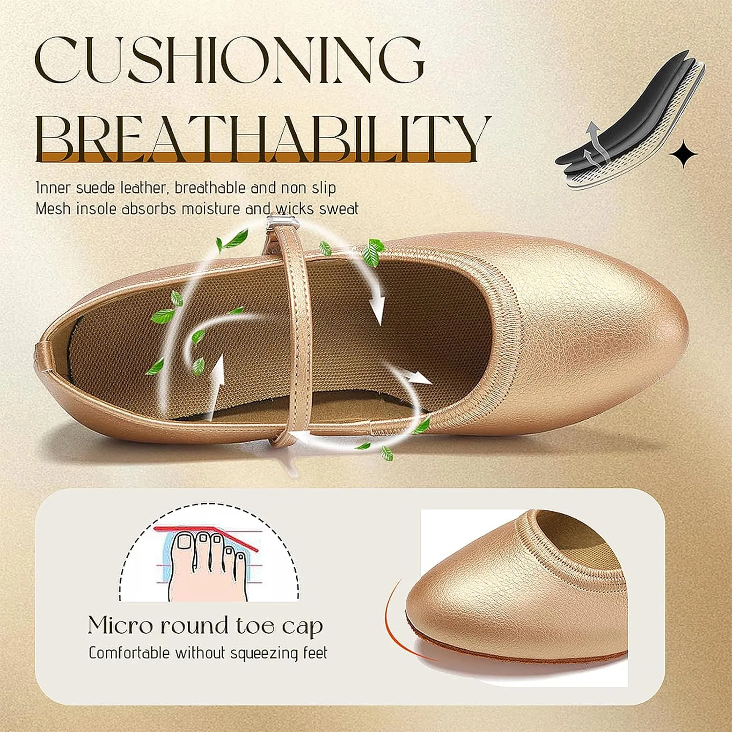 SWDZM Latin Ballroom Dance Shoes Women Closed Toe Character Tango Practice Dancing Shoes