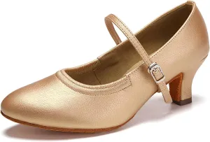 SWDZM Latin Ballroom Dance Shoes Women Closed Toe Character Tango Practice Dancing Shoes