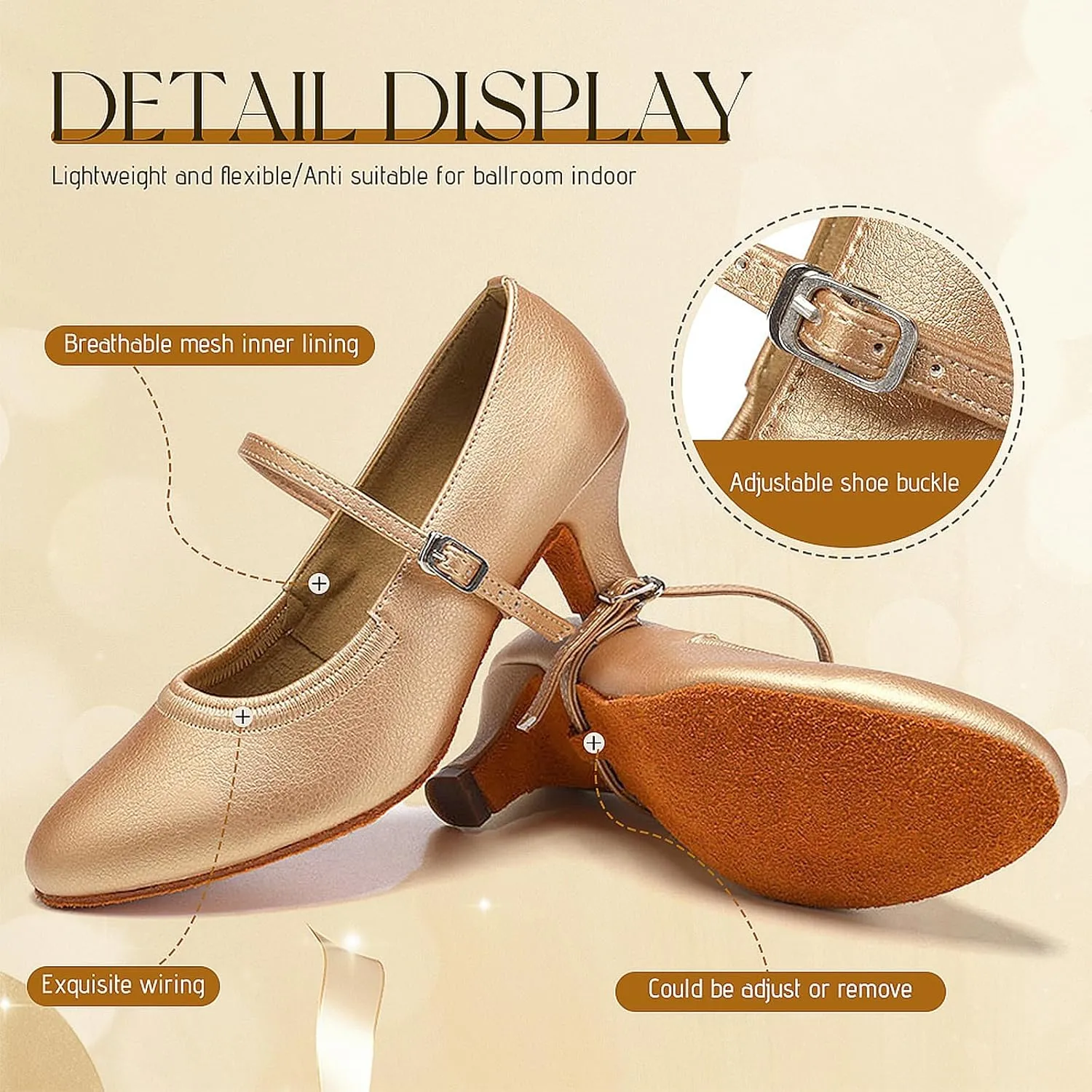 SWDZM Latin Ballroom Dance Shoes Women Closed Toe Character Tango Practice Dancing Shoes