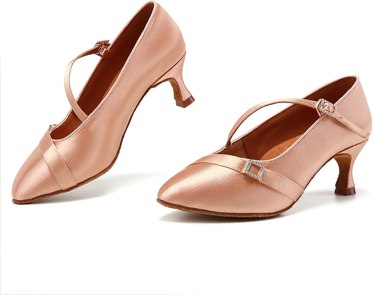 SWDZM Satin Ballroom Dance Shoes Women Latin Dance Shoes Closed Toe Tango Waltz Social Dance Shoes