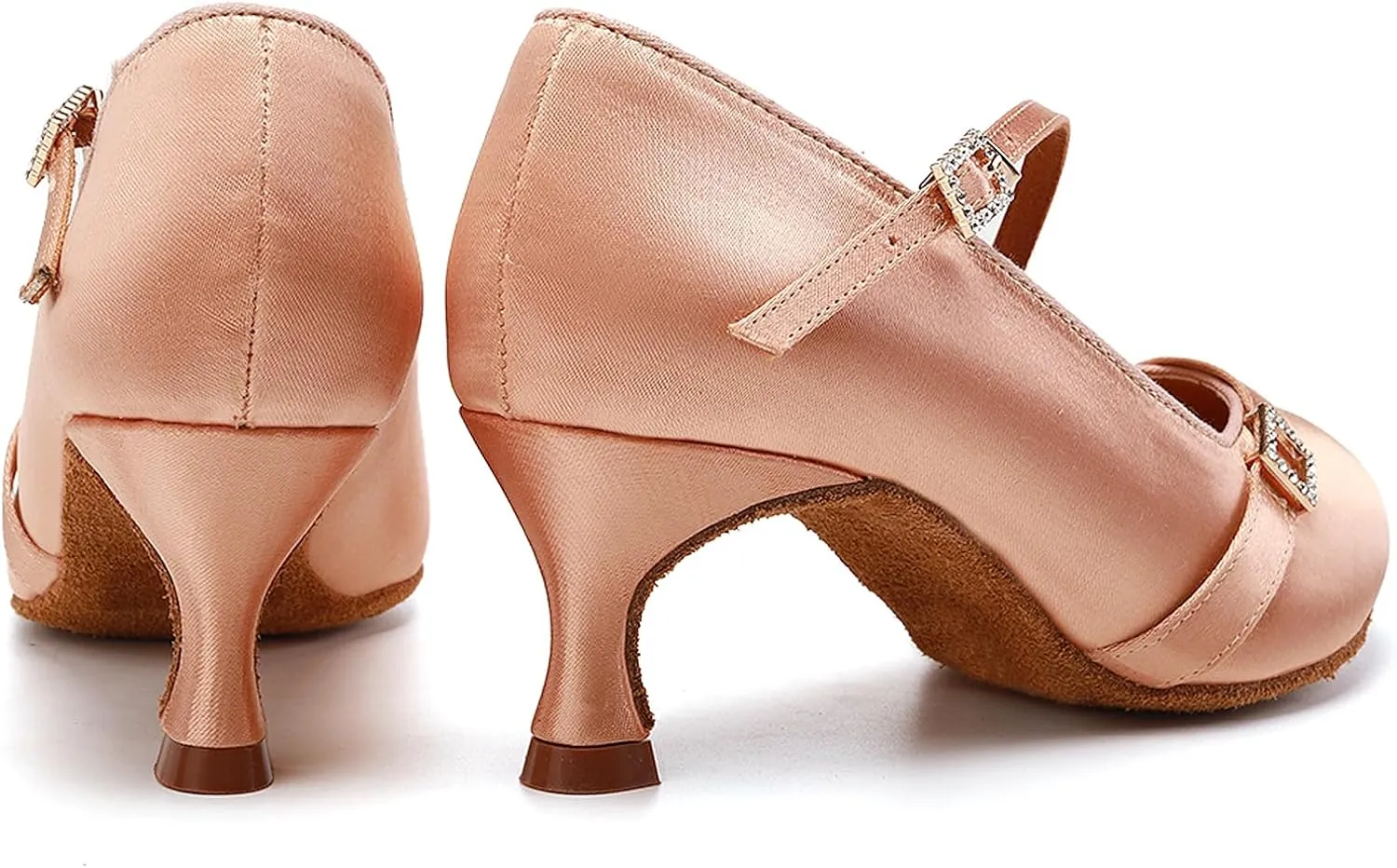 SWDZM Satin Ballroom Dance Shoes Women Latin Dance Shoes Closed Toe Tango Waltz Social Dance Shoes