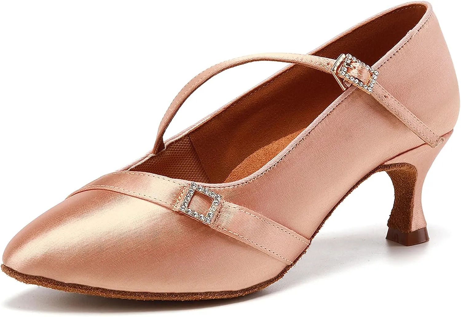 SWDZM Satin Ballroom Dance Shoes Women Latin Dance Shoes Closed Toe Tango Waltz Social Dance Shoes