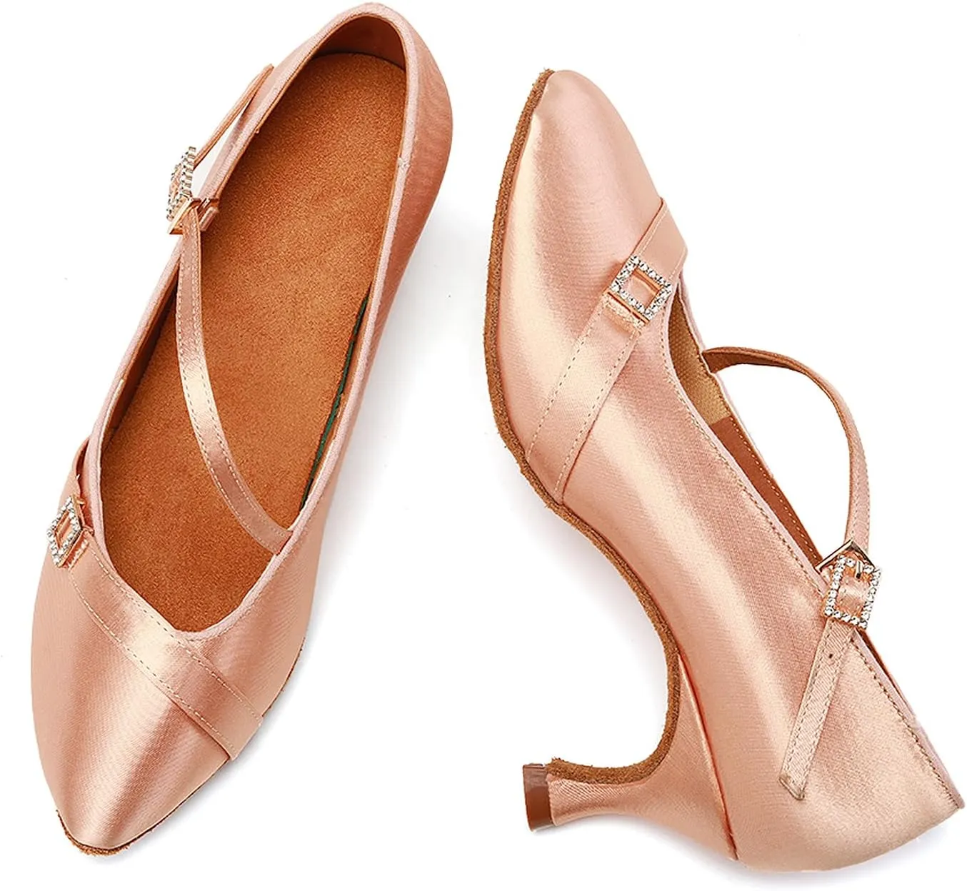 SWDZM Satin Ballroom Dance Shoes Women Latin Dance Shoes Closed Toe Tango Waltz Social Dance Shoes