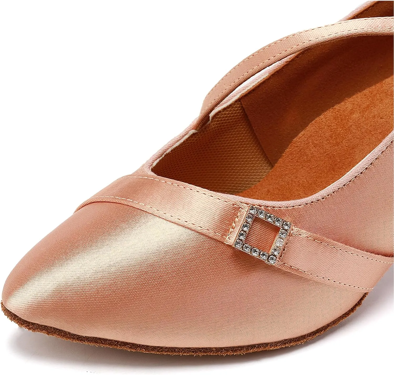SWDZM Satin Ballroom Dance Shoes Women Latin Dance Shoes Closed Toe Tango Waltz Social Dance Shoes