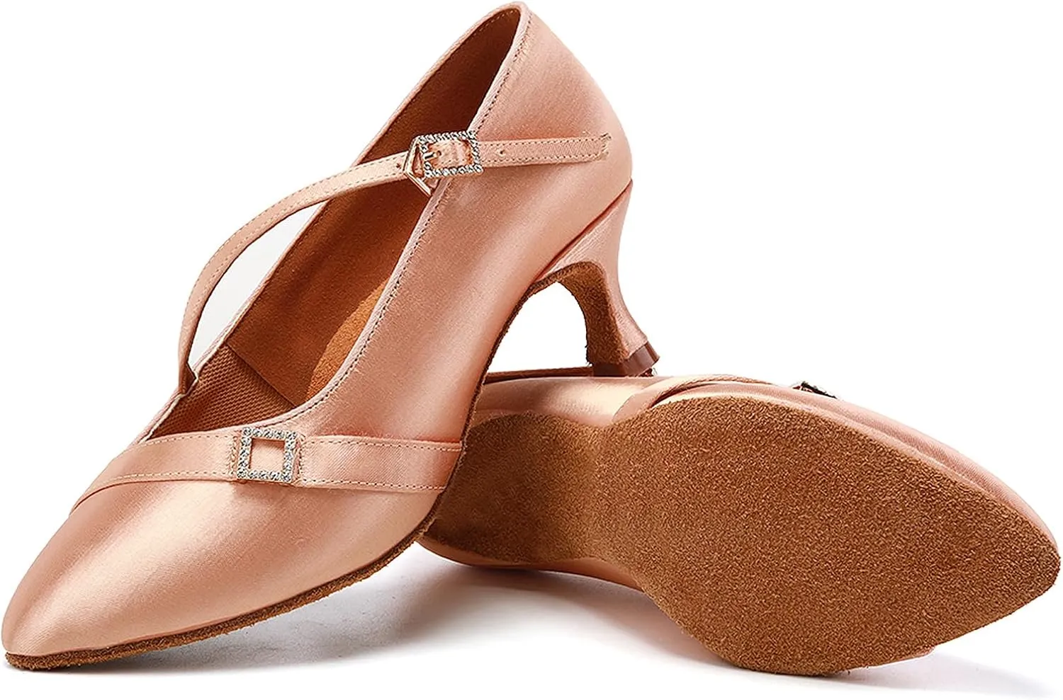SWDZM Satin Ballroom Dance Shoes Women Latin Dance Shoes Closed Toe Tango Waltz Social Dance Shoes