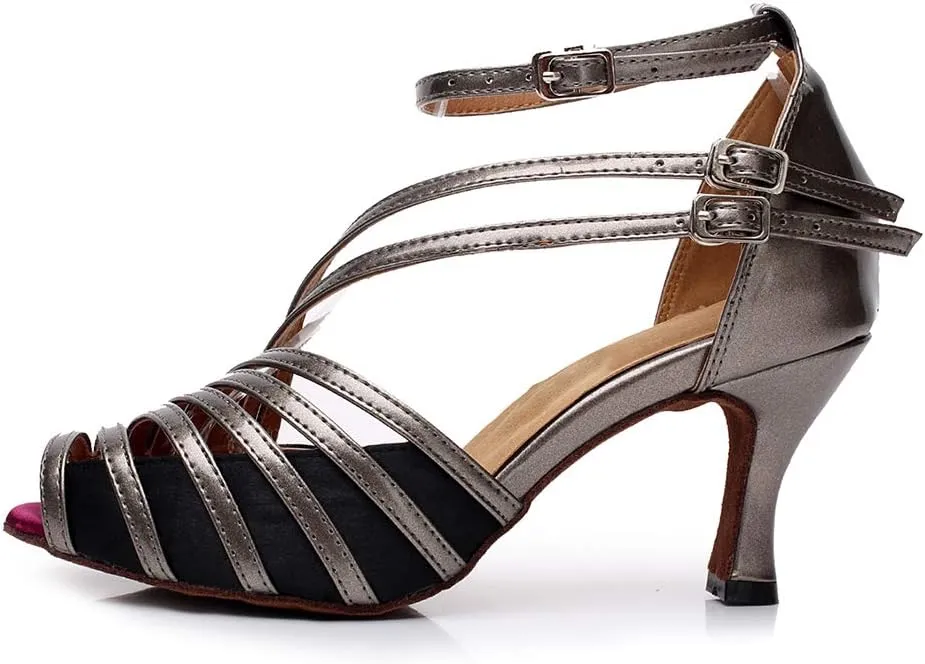 SWDZM Women Ballroom Dance Shoes Latin Salsa Bachata Practice Performance Dance Shoes,Model-QJW6105