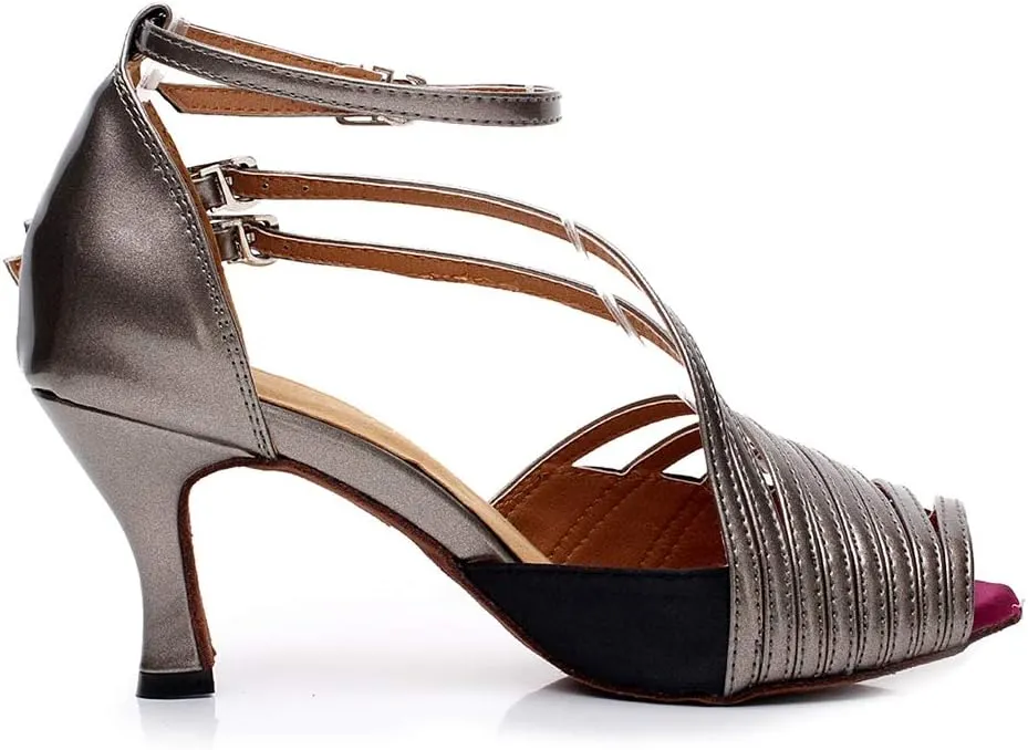 SWDZM Women Ballroom Dance Shoes Latin Salsa Bachata Practice Performance Dance Shoes,Model-QJW6105