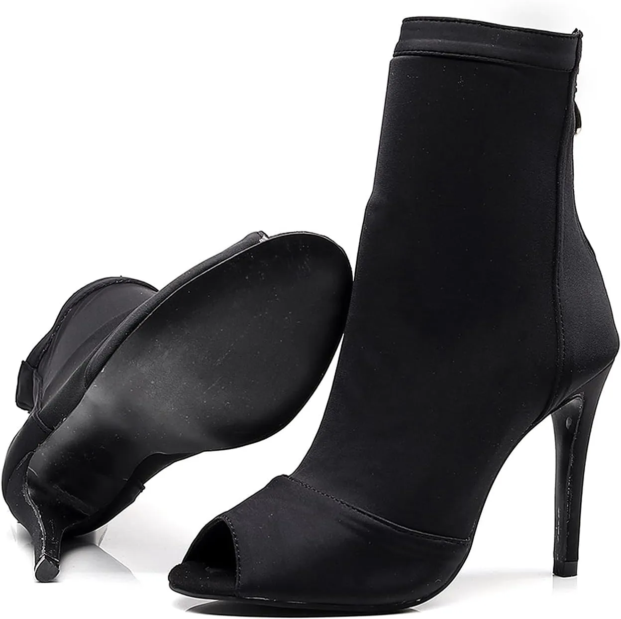 SWDZM Women Ballroom Dance Shoes Peep Toe Latin Salsa Performance Party Ankle Dance Boots
