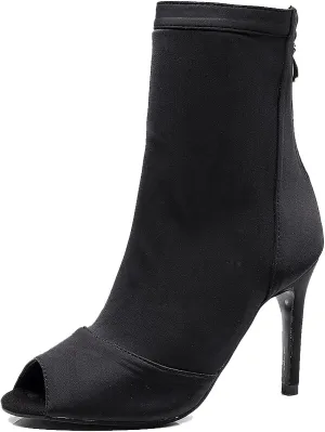 SWDZM Women Ballroom Dance Shoes Peep Toe Latin Salsa Performance Party Ankle Dance Boots
