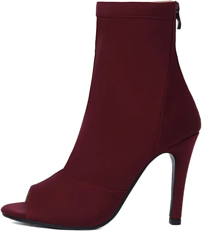 SWDZM Women Ballroom Dance Shoes Peep Toe Latin Salsa Performance Party Ankle Dance Boots