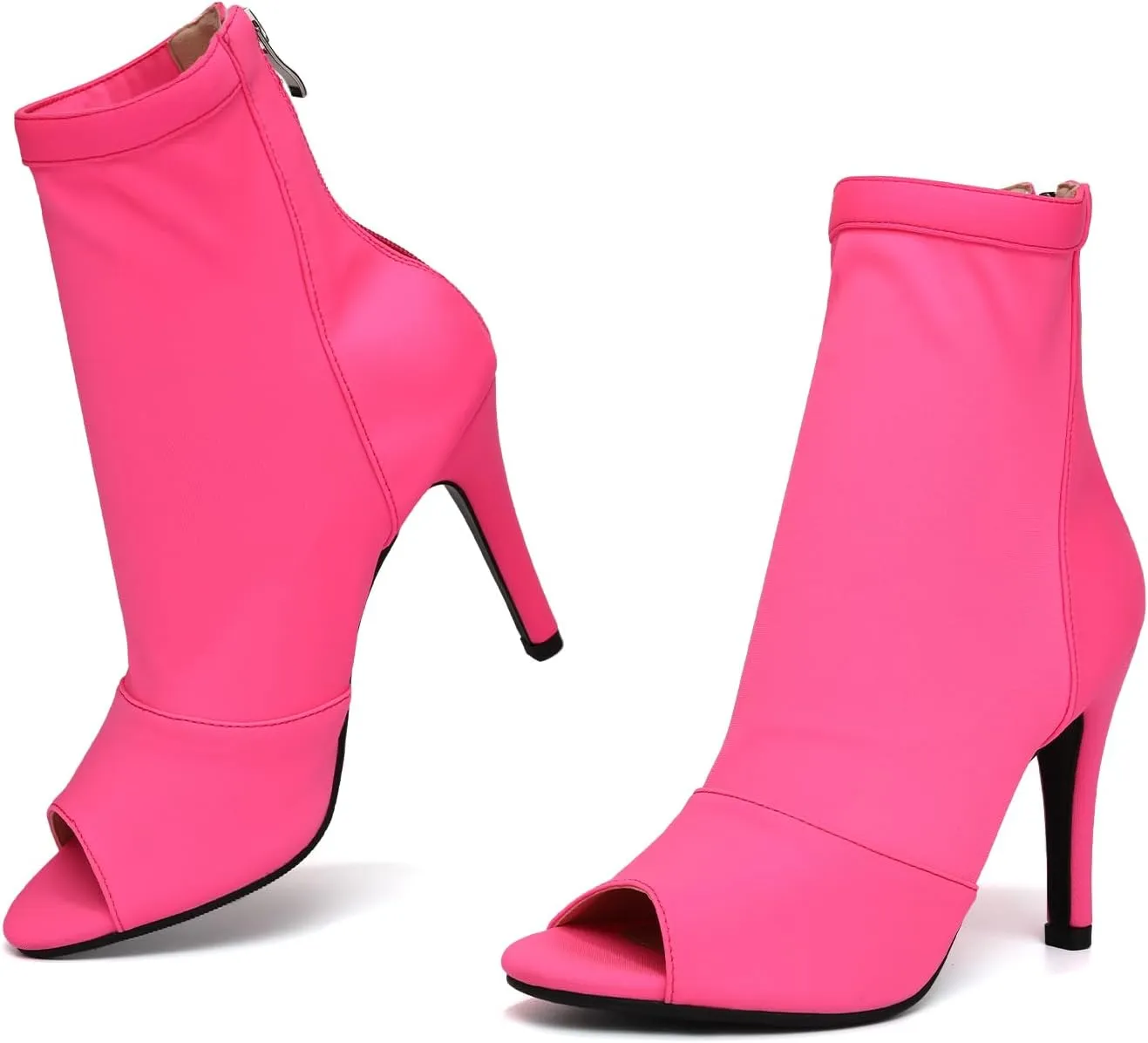SWDZM Women Ballroom Dance Shoes Peep Toe Latin Salsa Performance Party Ankle Dance Boots