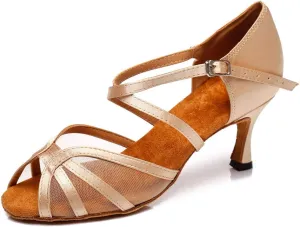 SWDZM Women's Latin Dance Shoes Rhinestone Salsa Chacha Ballroom Performance Practice Dancing Shoes