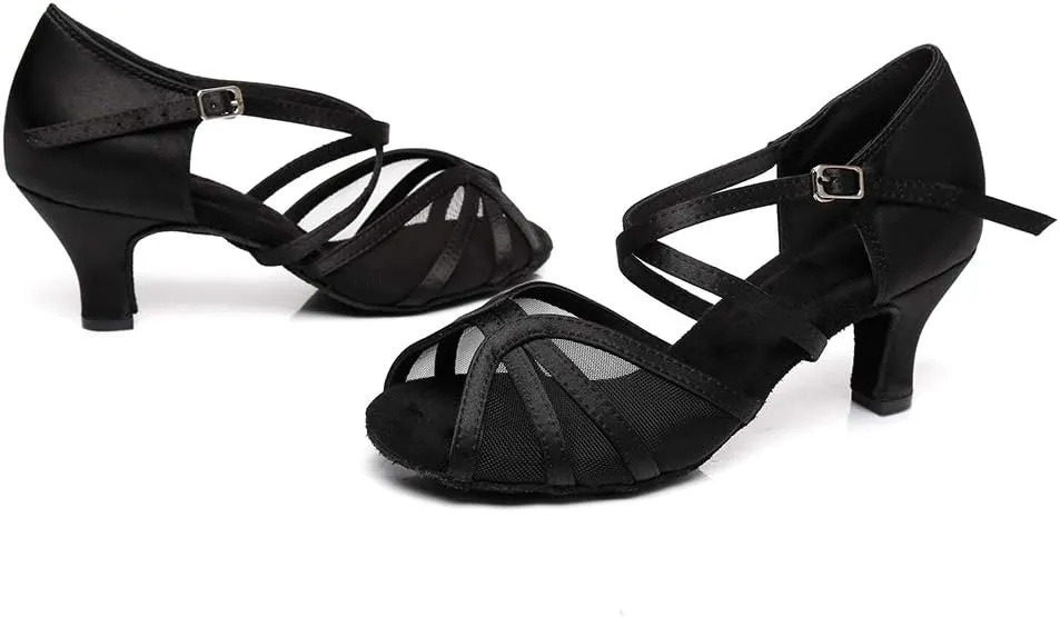 SWDZM Women's Latin Dance Shoes Rhinestone Salsa Chacha Ballroom Performance Practice Dancing Shoes