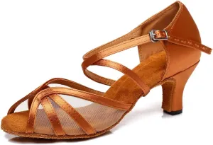 SWDZM Women's Latin Dance Shoes Rhinestone Salsa Chacha Ballroom Performance Practice Dancing Shoes