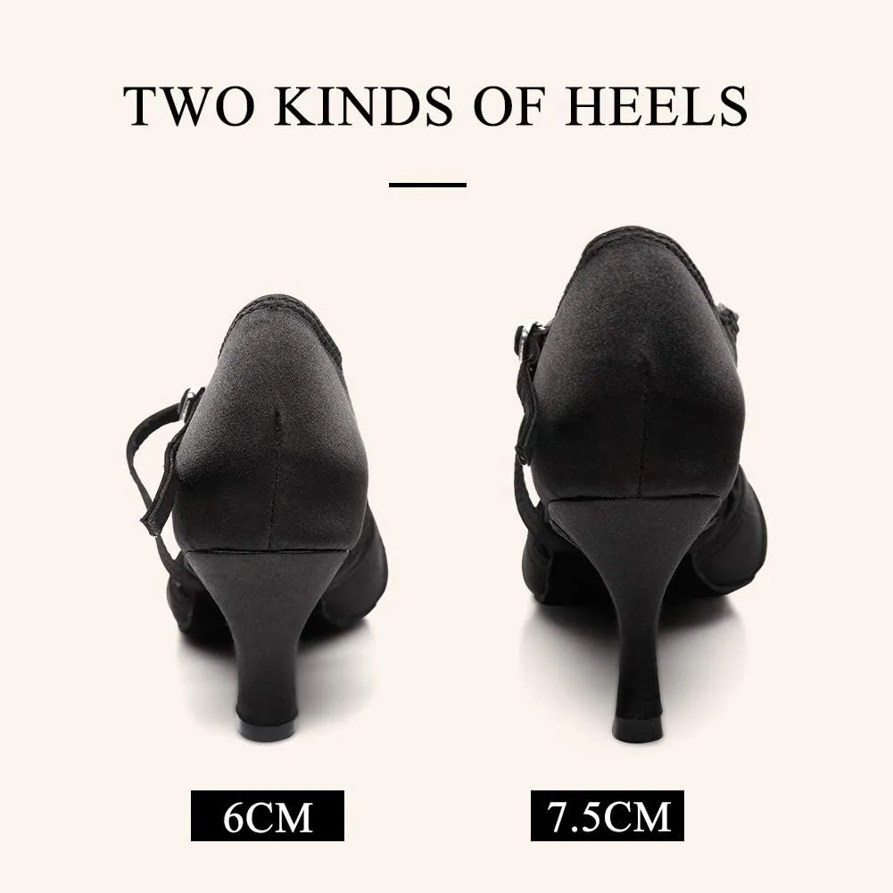 SWDZM Women's Latin Dance Shoes Rhinestone Salsa Chacha Ballroom Performance Practice Dancing Shoes
