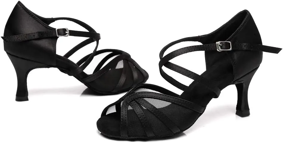 SWDZM Women's Latin Dance Shoes Rhinestone Salsa Chacha Ballroom Performance Practice Dancing Shoes