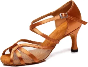 SWDZM Women's Latin Dance Shoes Rhinestone Salsa Chacha Ballroom Performance Practice Dancing Shoes