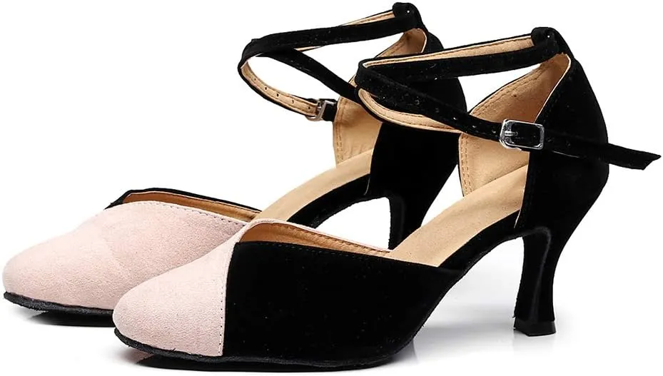 SWDZM Women's Latin Dance Shoes,Salsa Practice Party Wedding Ballroom Rhinestones Dancing Shoes,Model-QJW7123