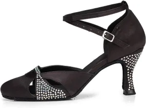 SWDZM Women's Latin Dance Shoes,Salsa Practice Party Wedding Ballroom Rhinestones Dancing Shoes,Model-YCL157