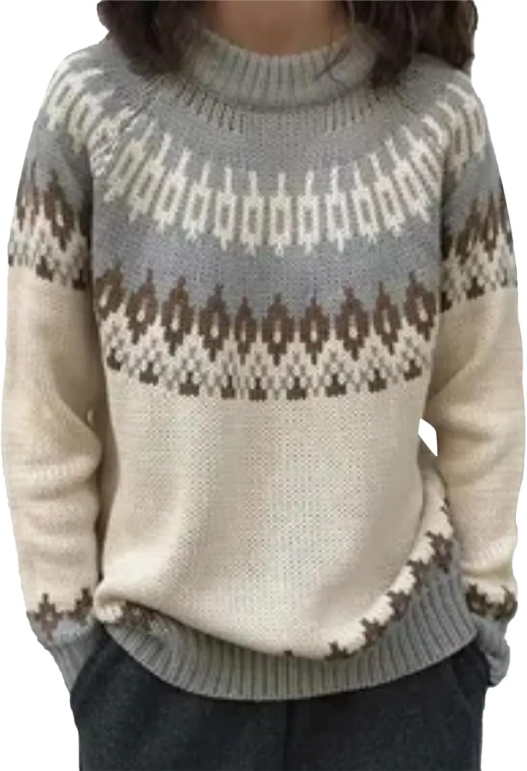 Sweater Women Plus Size Vacation Long Sleeve Pullover Crewneck Sweater Knit Sweater Tops Fashion Trendy Clothes