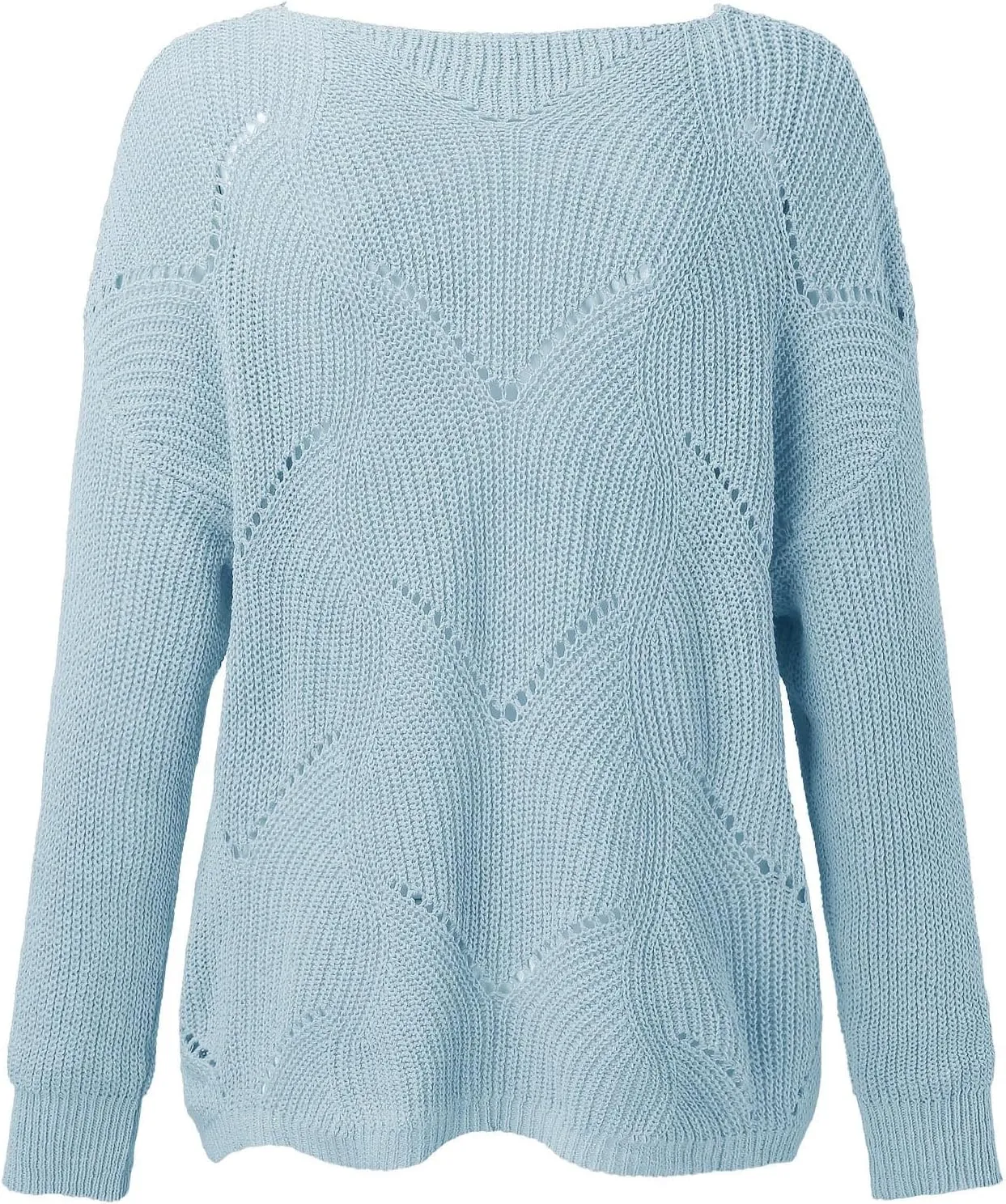 Sweaters for Women Fall Winter Striped Crewneck Knit Long Sleeve Casual Loose Hollow Out Vintage Pullover Top 2024