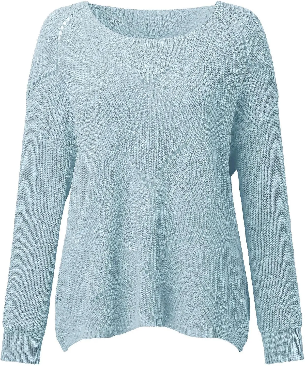 Sweaters for Women Fall Winter Striped Crewneck Knit Long Sleeve Casual Loose Hollow Out Vintage Pullover Top 2024