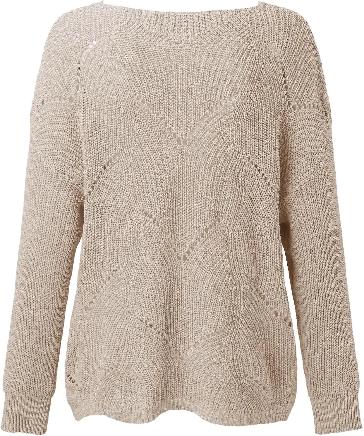 Sweaters for Women Fall Winter Striped Crewneck Knit Long Sleeve Casual Loose Hollow Out Vintage Pullover Top 2024