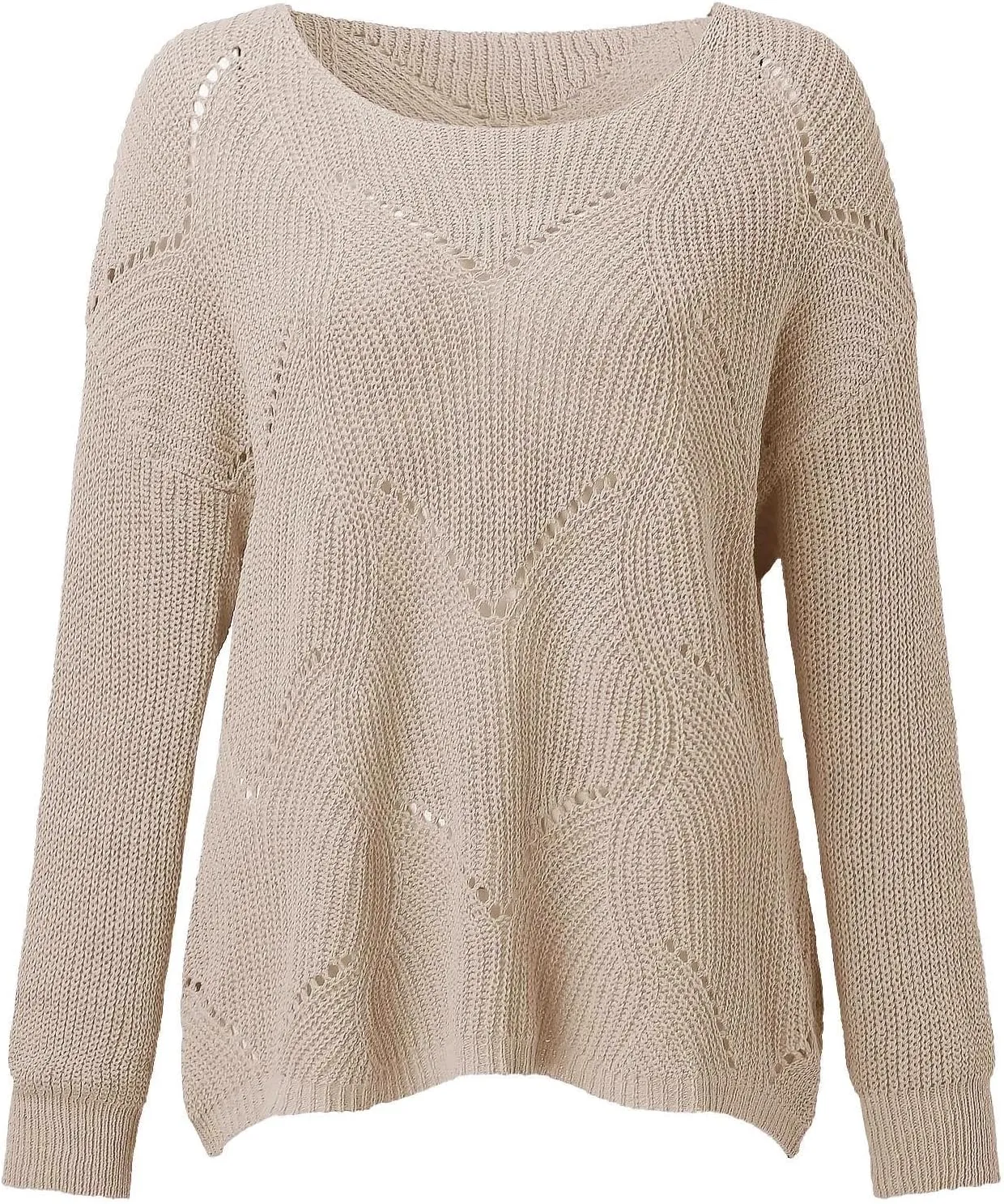Sweaters for Women Fall Winter Striped Crewneck Knit Long Sleeve Casual Loose Hollow Out Vintage Pullover Top 2024