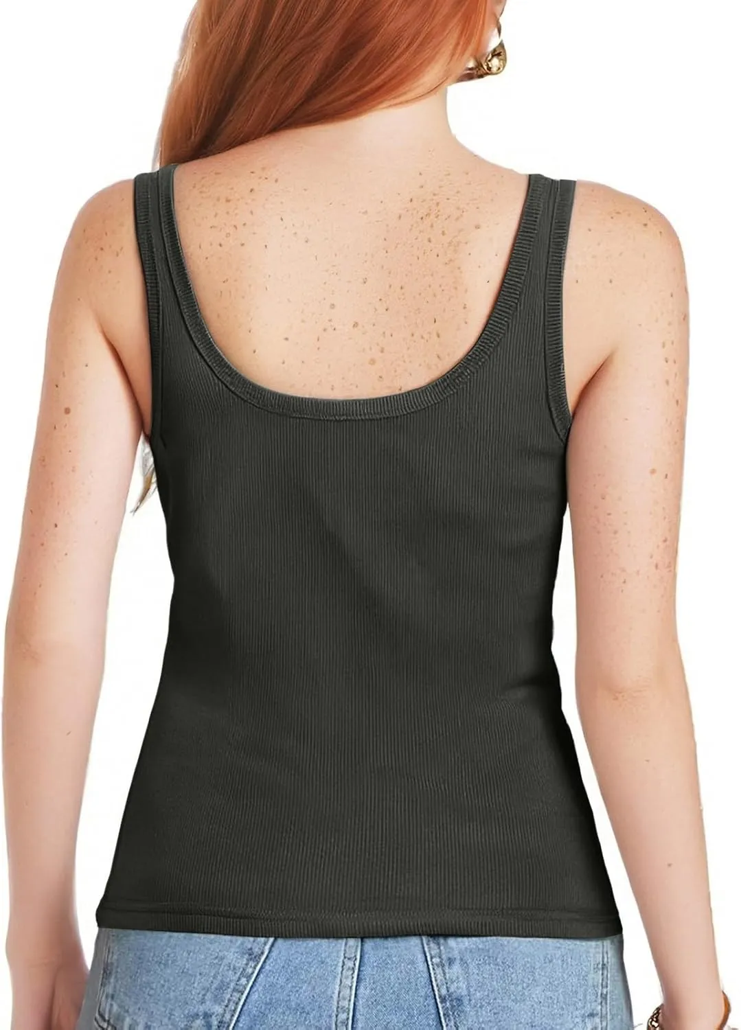 Tank Top for Women Cropped Spaghetti Strap Scoop Neck Ribbed Knit Sleeveless Basic Layering Shirts Summer Clothes 2025