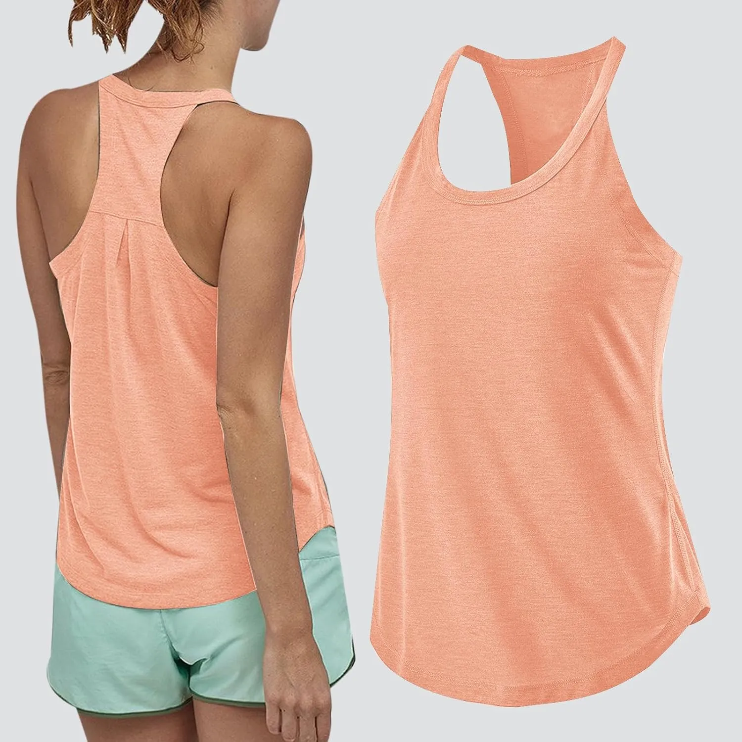 Tank Top for Women Racerback Loose Athletic Cami Tops Sleeveless Curved Hem Casual Running Baseball Workout Vest