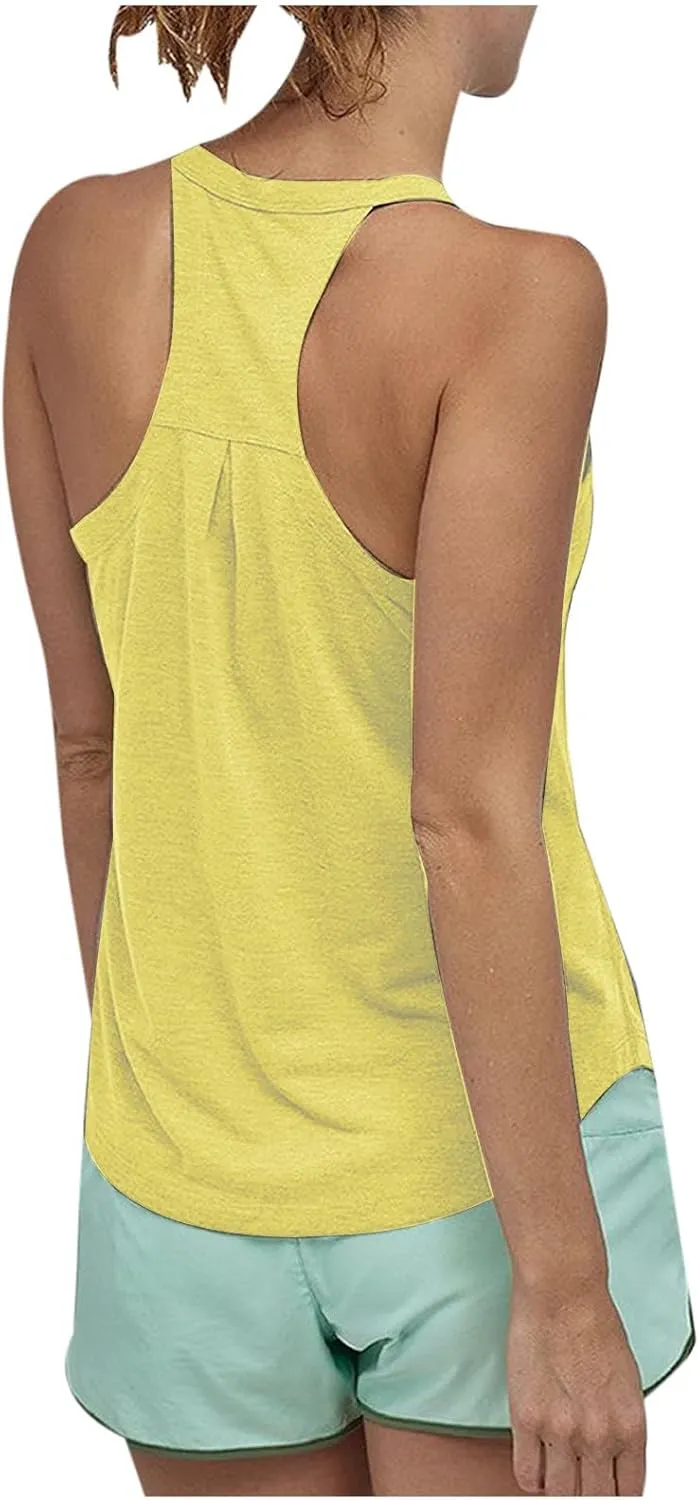 Tank Top for Women Racerback Loose Athletic Cami Tops Sleeveless Curved Hem Casual Running Baseball Workout Vest