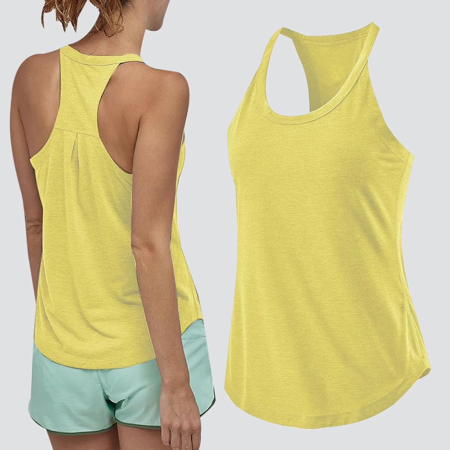 Tank Top for Women Racerback Loose Athletic Cami Tops Sleeveless Curved Hem Casual Running Baseball Workout Vest