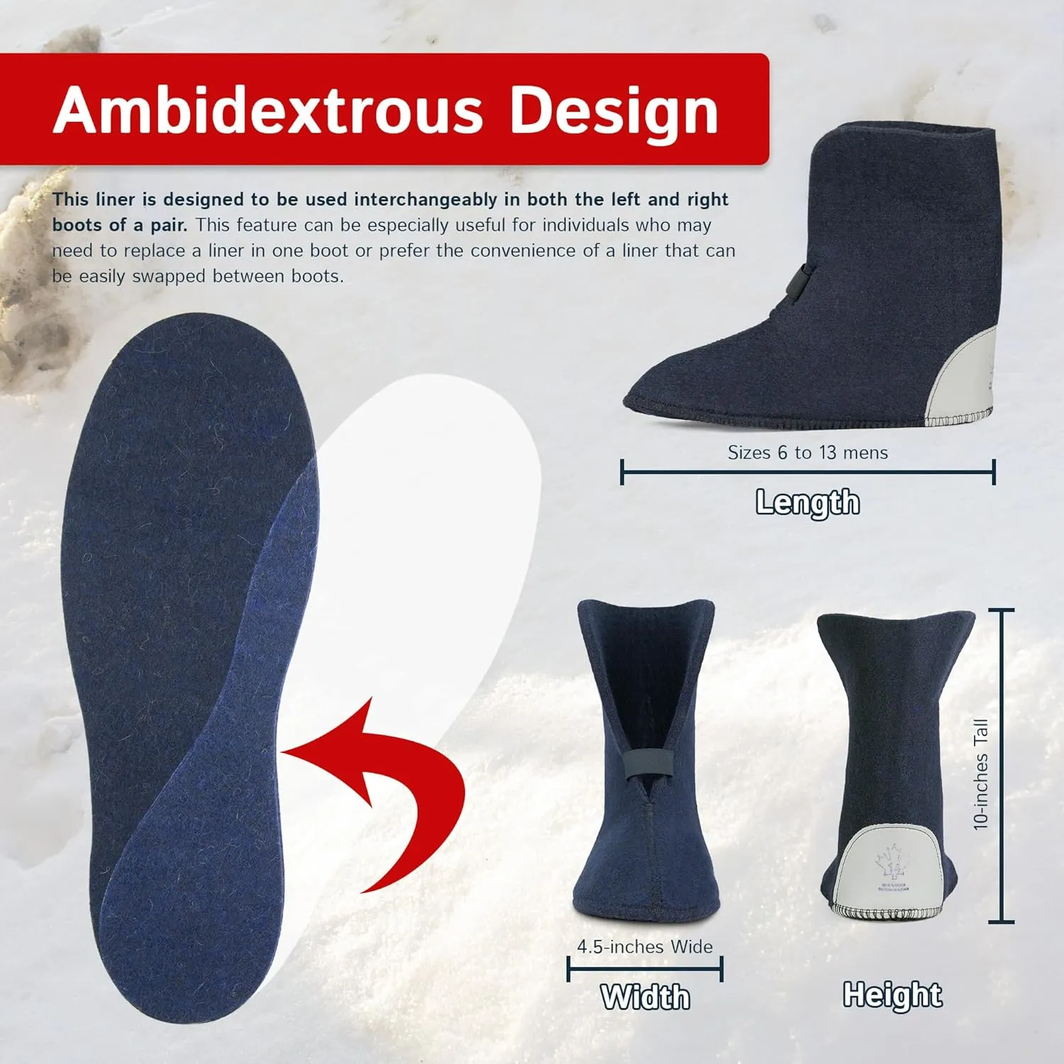 The Felt Store Wool Boot Liners for Men and Women (Unisex) (12 high)