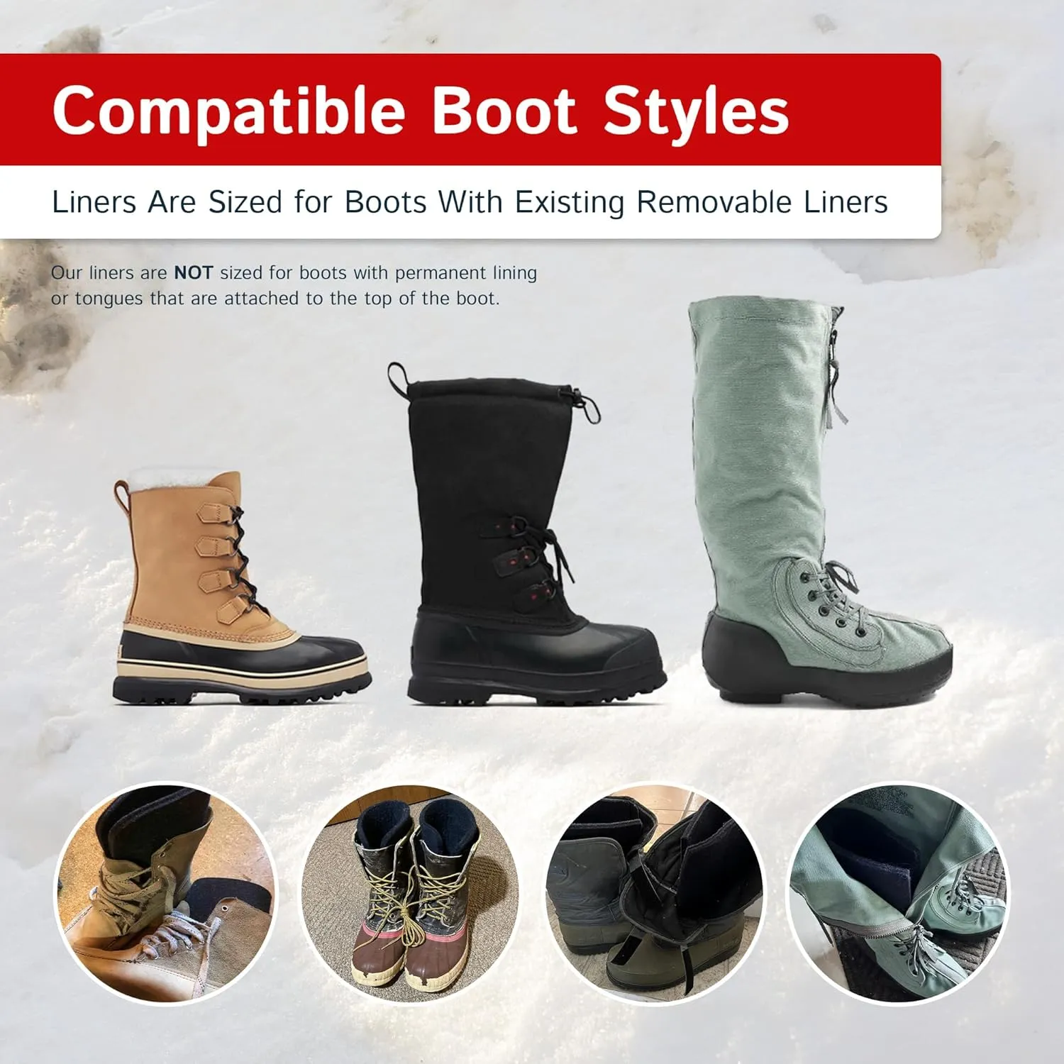 The Felt Store Wool Boot Liners for Men and Women (Unisex) (12 high)