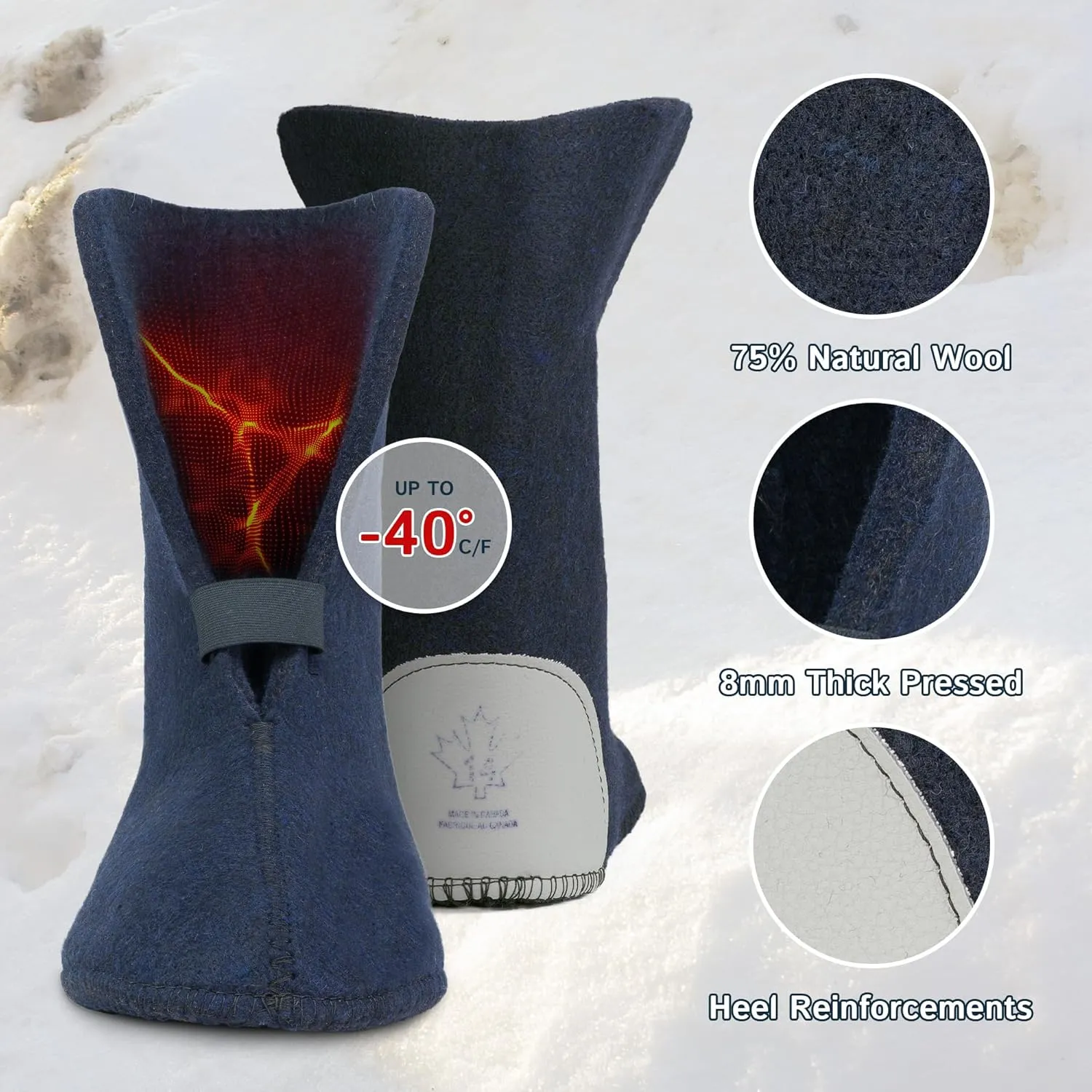 The Felt Store Wool Boot Liners for Men and Women (Unisex) (12 high)