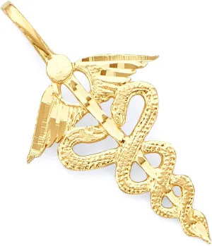The World Jewelry Center 14k REAL Yellow Gold Symbol of Medical Service Charm Pendant