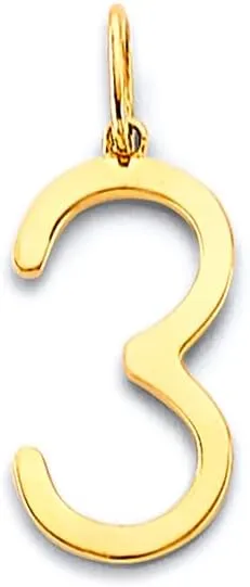 The World Jewelry Center 14k Yellow Gold Number 0-9 Charm Pendant - Select Option
