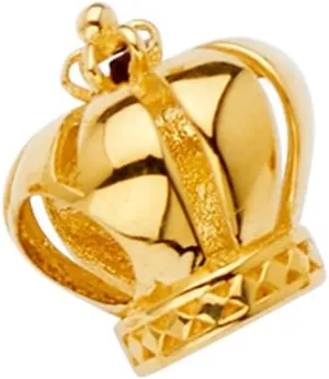 The World Jewelry Center TWJC 14k REAL Yellow Gold Crown Slider for Mix&Match Bracelet (Size : 11 x 11 mm)