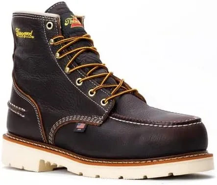 Thorogood 1957 Series 6 Waterproof Steel Toe Work Boots for Men - Full-Grain Leather with Moc Toe, Comfort Insole, and Slip-Resistant Heel Outsole; EH Rated