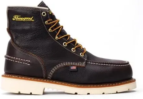 Thorogood 1957 Series 6 Waterproof Steel Toe Work Boots for Men - Full-Grain Leather with Moc Toe, Comfort Insole, and Slip-Resistant Heel Outsole; EH Rated