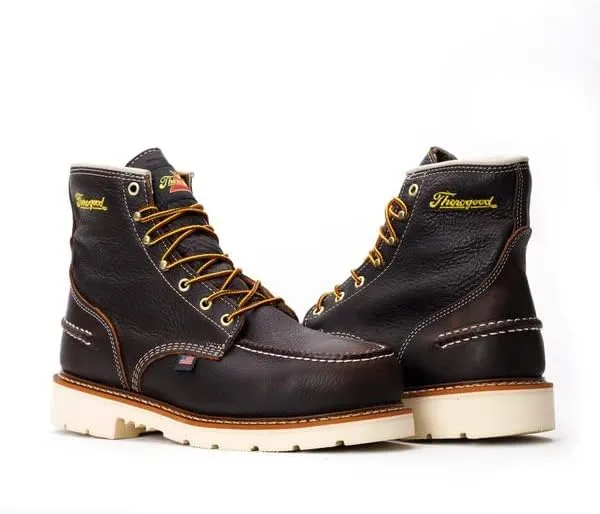 Thorogood 1957 Series 6 Waterproof Steel Toe Work Boots for Men - Full-Grain Leather with Moc Toe, Comfort Insole, and Slip-Resistant Heel Outsole; EH Rated