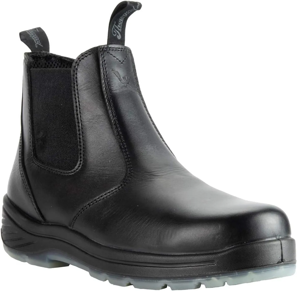 Thorogood 6 Slip On Safety Toe Station Boots for Men and Women - Leather with Quick Release, Slip-Resistant Outsole, and Translucent Non-Marking Bottom; EH Rated