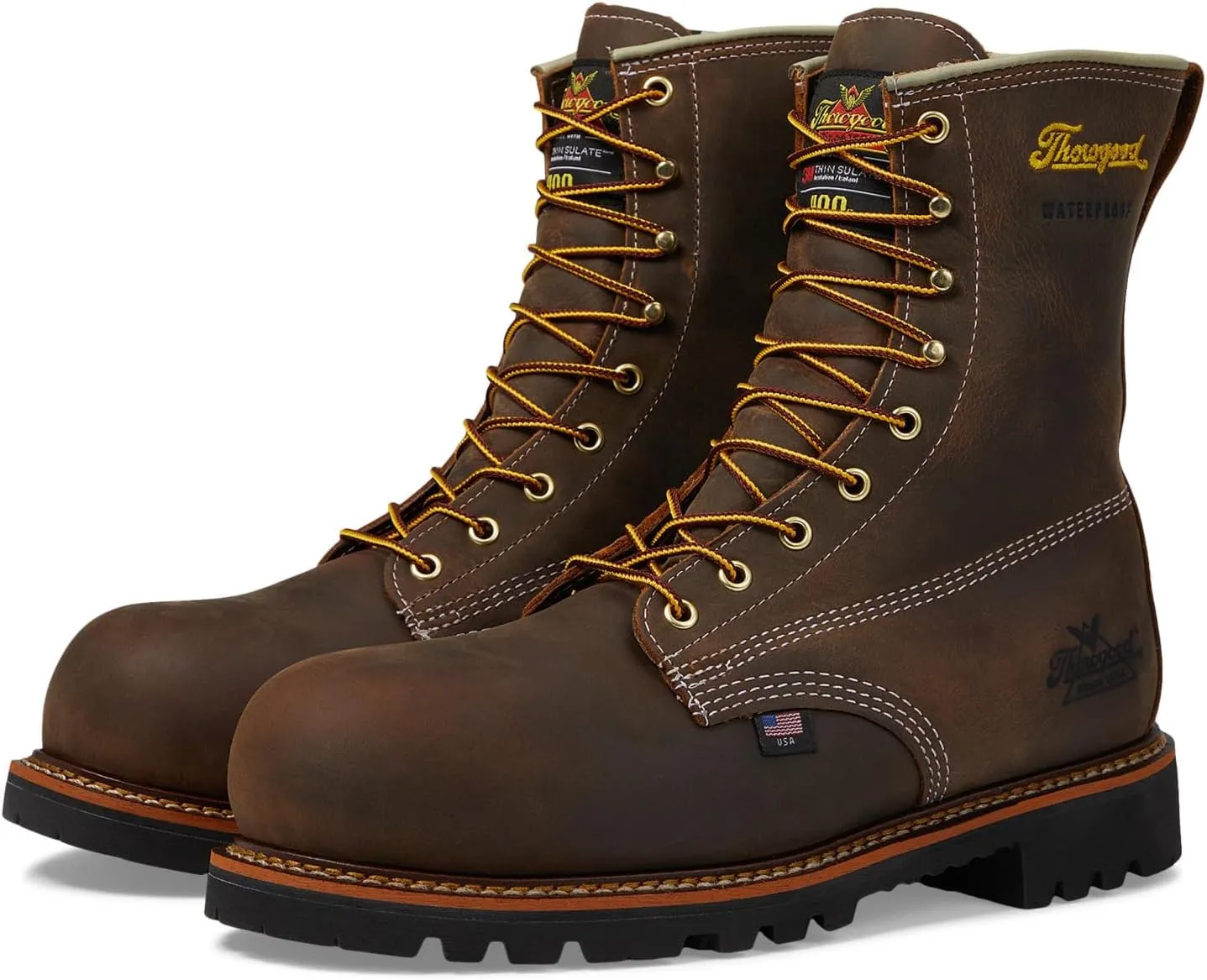 Thorogood American Legacy 8 Insulated Waterproof Work Boots for Men with Nano Composite Safety Toe, 400g Thinsulate & Oil- and Slip-Resistant Outsole